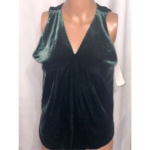 NEW WITH TAGS Veronica Beard Kusumi Velvet Top v Neck Green blouse Womens Size 4